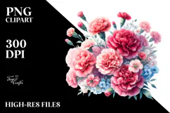 Cute Baby Carnation White Background Watercolor Clipart Product Image 2