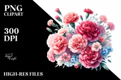 Cute Baby Carnation White Background Watercolor Clipart Product Image 1