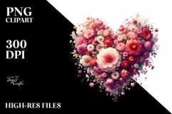 Colorful Floral Hearts, PNG Product Image 2