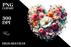 Colorful Floral Hearts, PNG Product Image 2