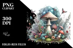 Magical Celestial Mushroom Watercolor PNG Product Image 2