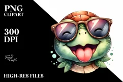 Funny Cute Turtle Portrait Smiling Sunglasses | Clipart Product Image 3