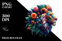 Abstract Vibrant Watercolor Lion PNG Product Image 1