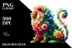 Abstract Vibrant Watercolor Lion PNG Product Image 1