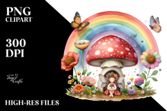 Illustration of Fairy House Made of Large Mushroom | Clipart Product Image 2