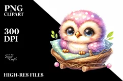 Colorful Baby Owl Resting | Clipart Product Image 1