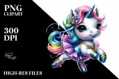 Baby Unicorn with Quickstep Dancer Outfit, PNG Product Image 3