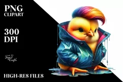 Cute Baby Chicken with Raincoat PNG Product Image 1