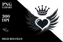 Heart with Wings and Crown, PNG Product Image 2