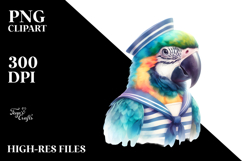 Vibrant Baby Macaw Sailor Suit Watercolor Clipart Product Image 2