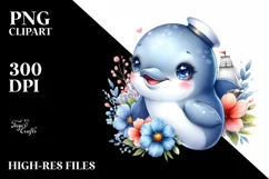 Colorful Baby Dolphin with Sailor | Clipart Product Image 3