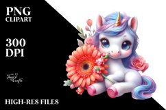 Cute Unicorn with Gerbera | Clipart Product Image 3