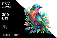Abstract Vibrant Watercolor Bird PNG Product Image 1
