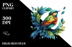 Abstract Vibrant Watercolor Bird PNG Product Image 3