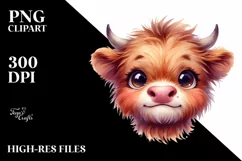 Funny Baby Face Highland Cow with Big Eyes Product Image 3