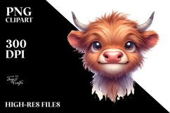 Expressive Baby Highland Cow PNG Product Image 1