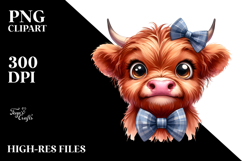 Highland Cow with Bow and Tie PNG Product Image 2