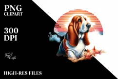 Basset Hound Surfing in the Sunset | Clipart Product Image 3