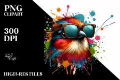 Colorful Quirky Bird Sunglasses Clipart Product Image 3