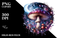Magical Celestial Mushroom Watercolor PNG Product Image 2