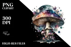 Magical Celestial Mushroom Watercolor PNG Product Image 2