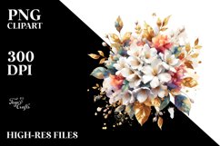 Colorful Splash Jasmine Bouquet | Sublimation Clipart Product Image 1