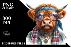 Cow Excited Highland Cow Portrait | Sublimation | Clipart Product Image 1