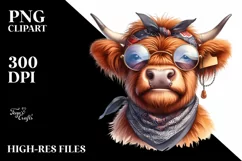 Cow Excited Highland Cow Portrait | Sublimation | Clipart Product Image 3