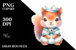 Vibrant Baby Squirrel Sailor Suit Watercolor Clipart Product Image 3