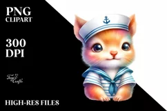 Vibrant Baby Squirrel Sailor Suit Watercolor Clipart Product Image 4