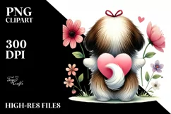Cute Shih Tzu Holding Heart PNG Product Image 2