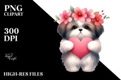 Cute Shih Tzu Holding Heart PNG Product Image 2