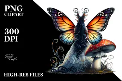 Gothic Fairy on Mushroom, Transparent PNG Product Image 2