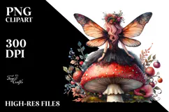 Gothic Fairy on Mushroom, Transparent PNG Product Image 2
