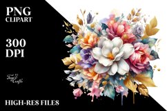 Colorful Splash Gardenia Bouquet | Sublimation Clipart Product Image 1