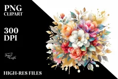 Colorful Splash Gardenia Bouquet | Sublimation Clipart Product Image 3