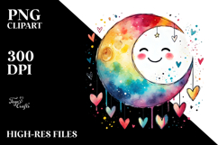 Scribbled Smiling Moon with Hearts PNG Product Image 2