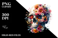 Flower Made of Spring Flowers Skull PNG Product Image 2