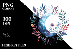 Whimsical Moon Foliage | Watercolor Product Image 2