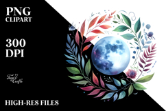 Whimsical Moon Foliage | Watercolor Product Image 2