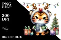 Expressive Baby Tiger Watercolor PNG Product Image 1