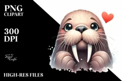 Funny Cute Walrus Portrait Love Sign | Clipart Product Image 1