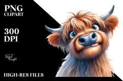Expressive Funny Highland Cow PNG Product Image 2
