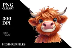 Expressive Funny Highland Cow PNG Product Image 2