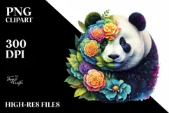 Abstract Vibrant Watercolor Panda PNG Product Image 1