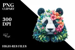 Abstract Vibrant Watercolor Panda PNG Product Image 1