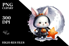 Digital Painting of Cute Baby Bunny, Halloween PNG Product Image 2