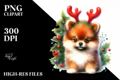 Expressive Baby Pomeranian Watercolor PNG Product Image 3