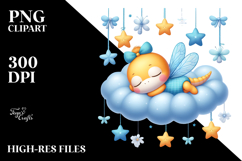 Vibrant Cute Dragonfly Summer Cloud Watercolor Clipart Product Image 2