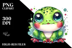 Cute Energetic Baby Frog PNG Product Image 2